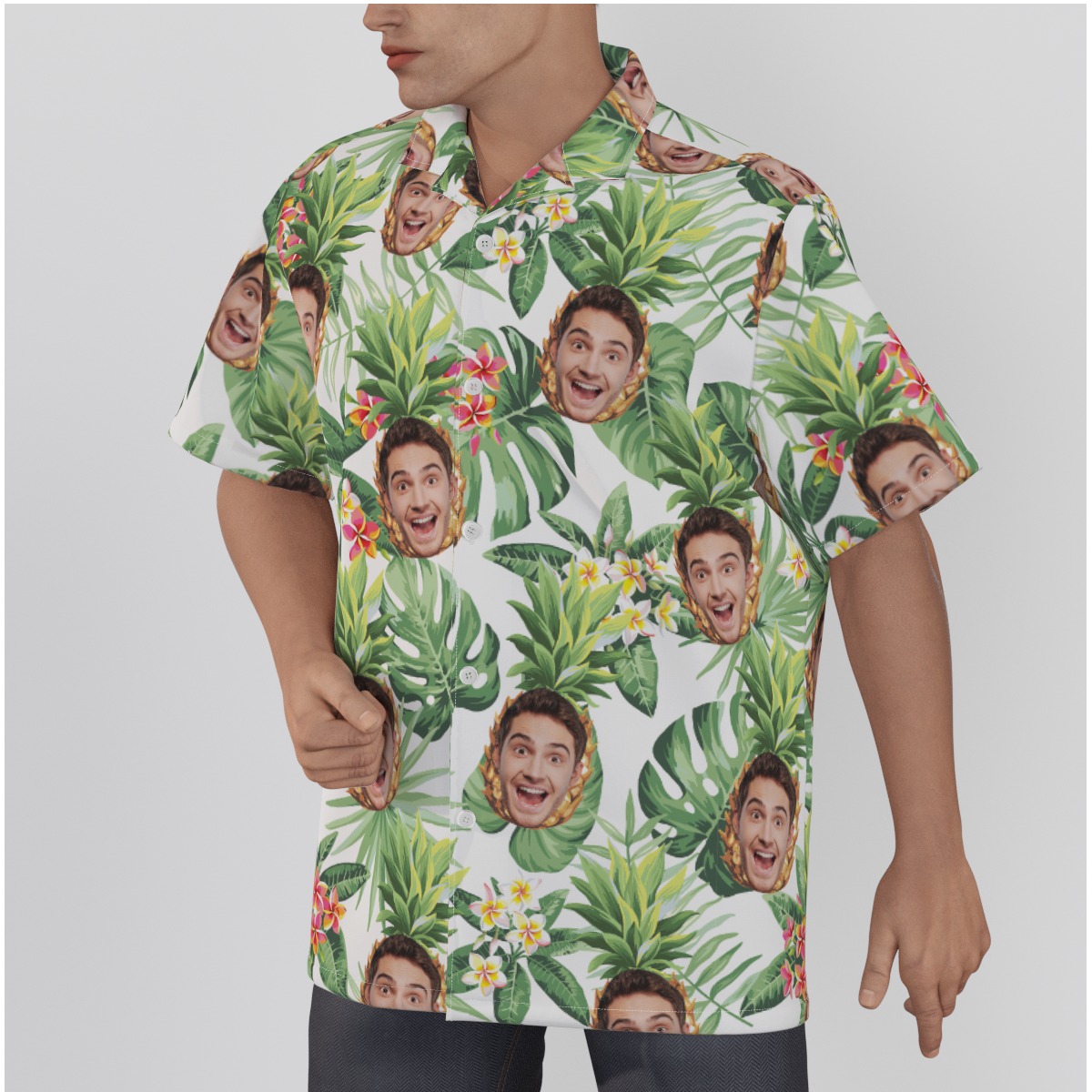 Funny Pineapple Custom Face Hawaiian Shirt