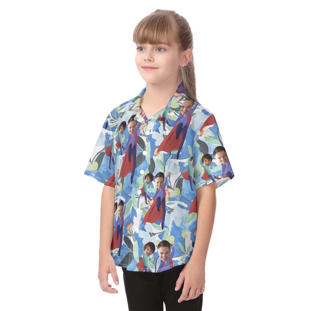 Cute Custom Face Father And Kids Hawaiian Shirt