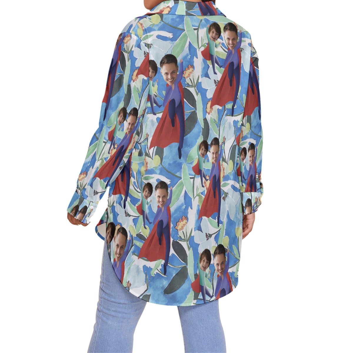 Funny Father's Day Custom Face Hawaiian Plus Size Shirt For Women