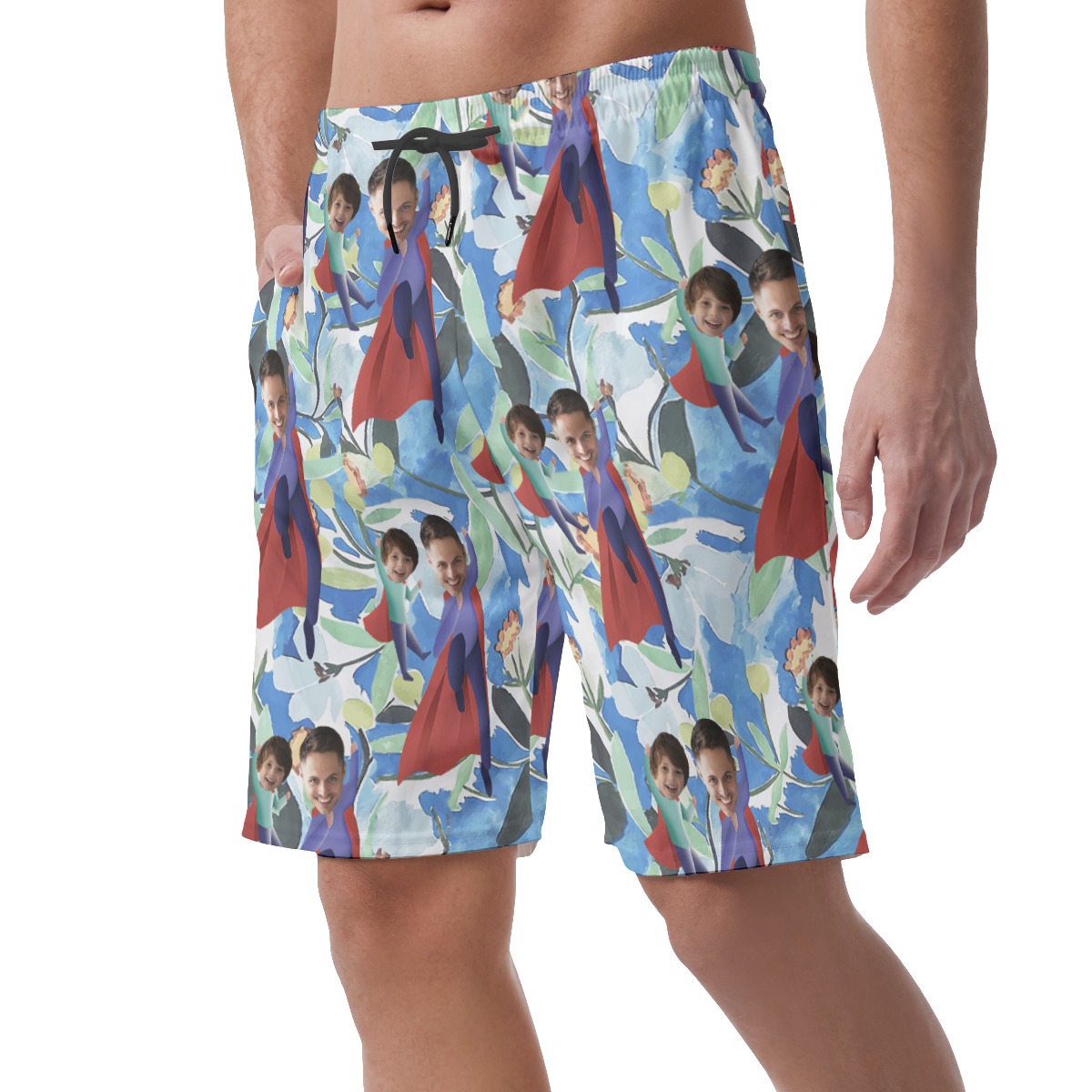 Unique Father's Day Gift Custom Face Hawaiian Beach Shorts For Men