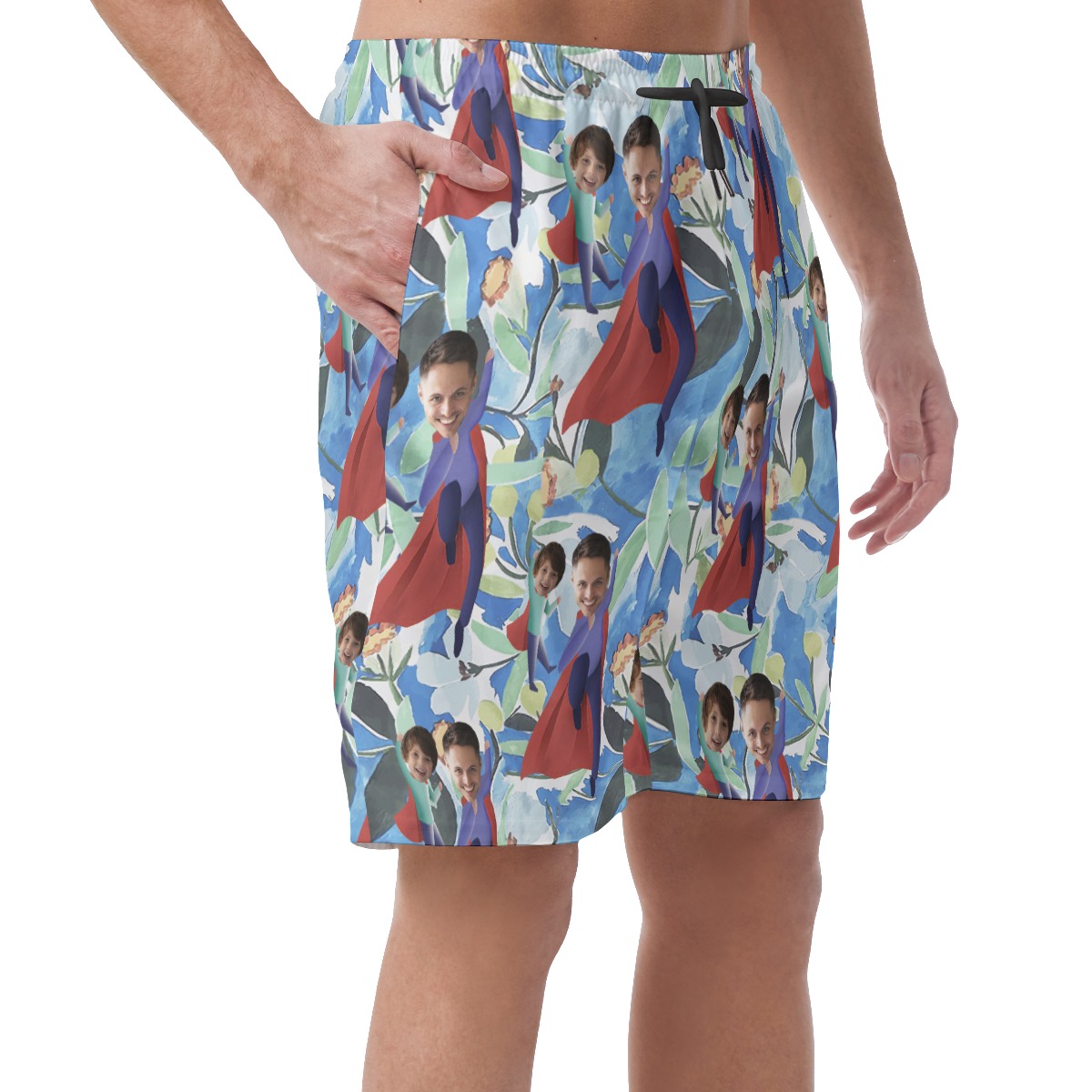 Unique Father's Day Gift Custom Face Hawaiian Beach Shorts For Men