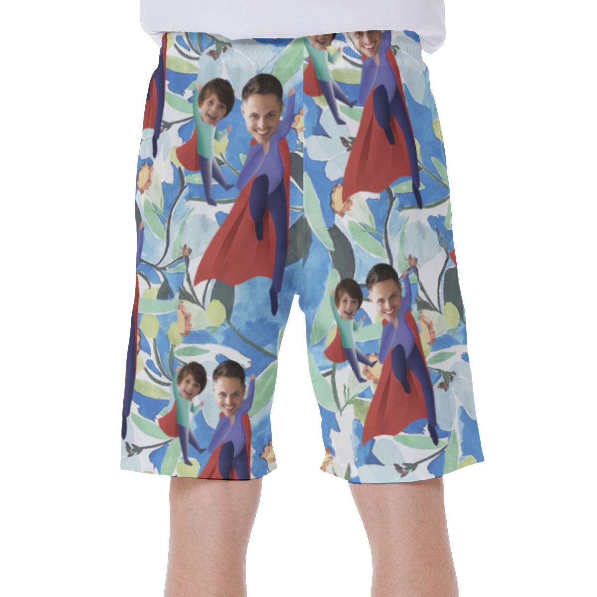 Custom Face Father And Kids Hawaiian Swim Trunks For Men