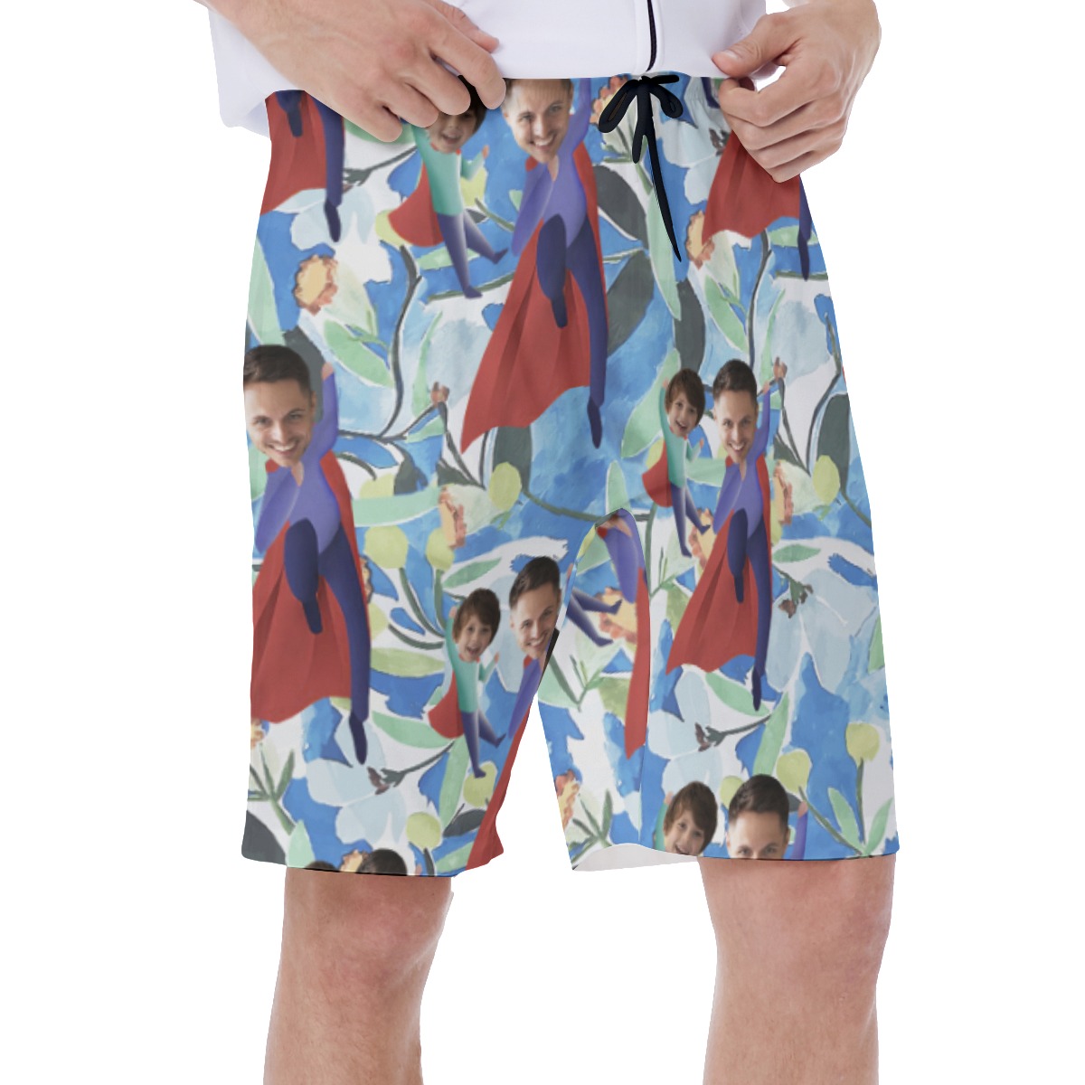 Custom Face Father And Kids Hawaiian Swim Trunks For Men