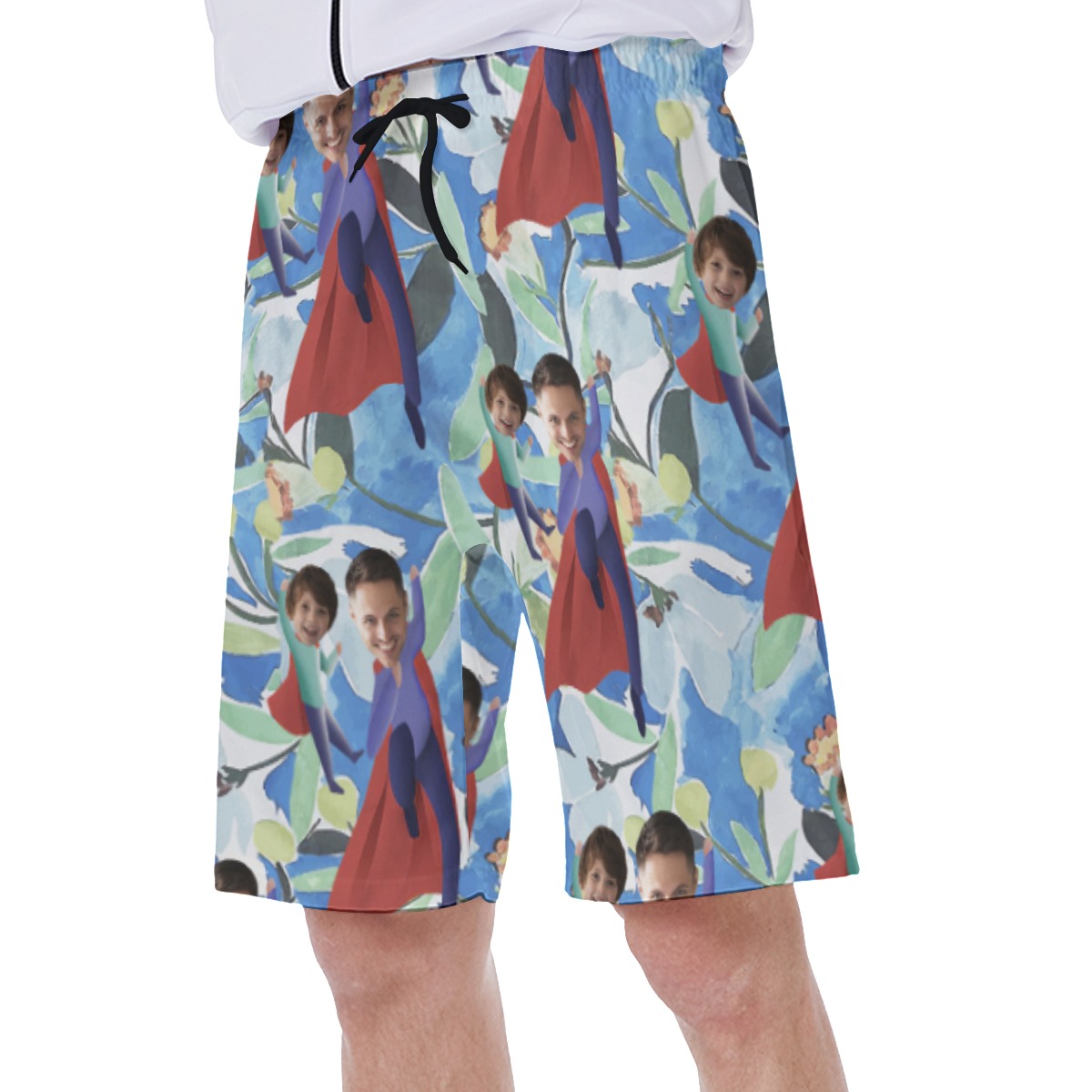 Custom Face Father And Kids Hawaiian Swim Trunks For Men