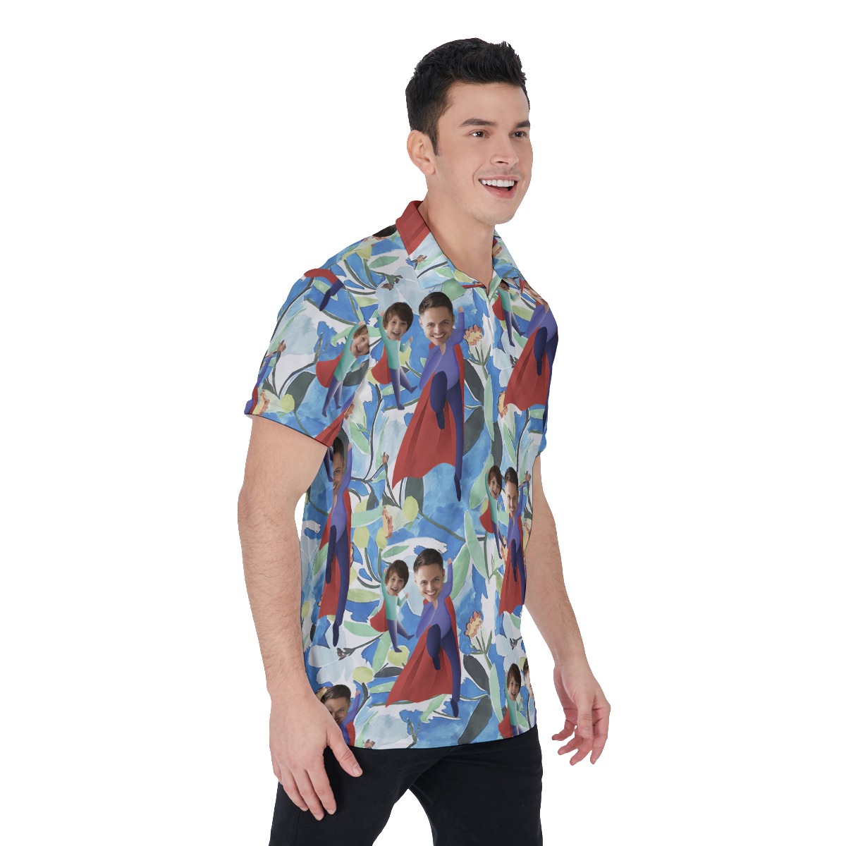 Custom Face Father And Kids Hawaiian Polo Shirt