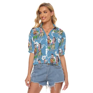 Funny Couple Custom Face Women's Crop Top Shirt
