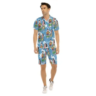 Unique Couple Custom Face Hula Hawaiian Shirt And Shorts For Men