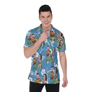 Funny Couple Custom Face Hula Hawaiian Polo Shirt