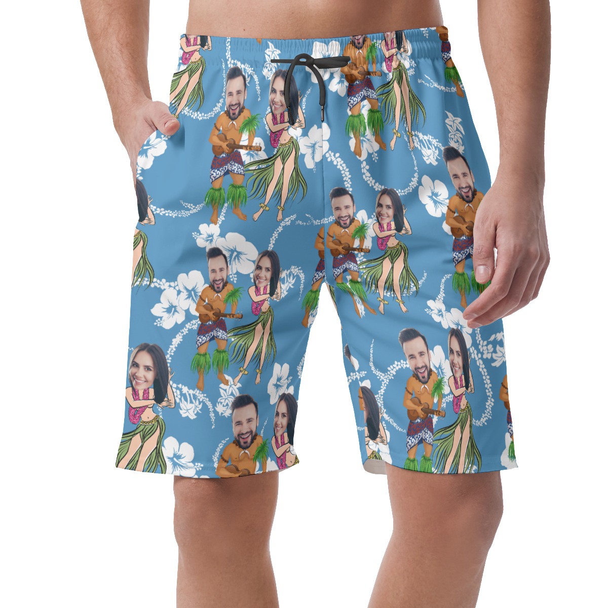 Funny Couple Custom Face Summer Beach Shorts For Men - variant image 1
