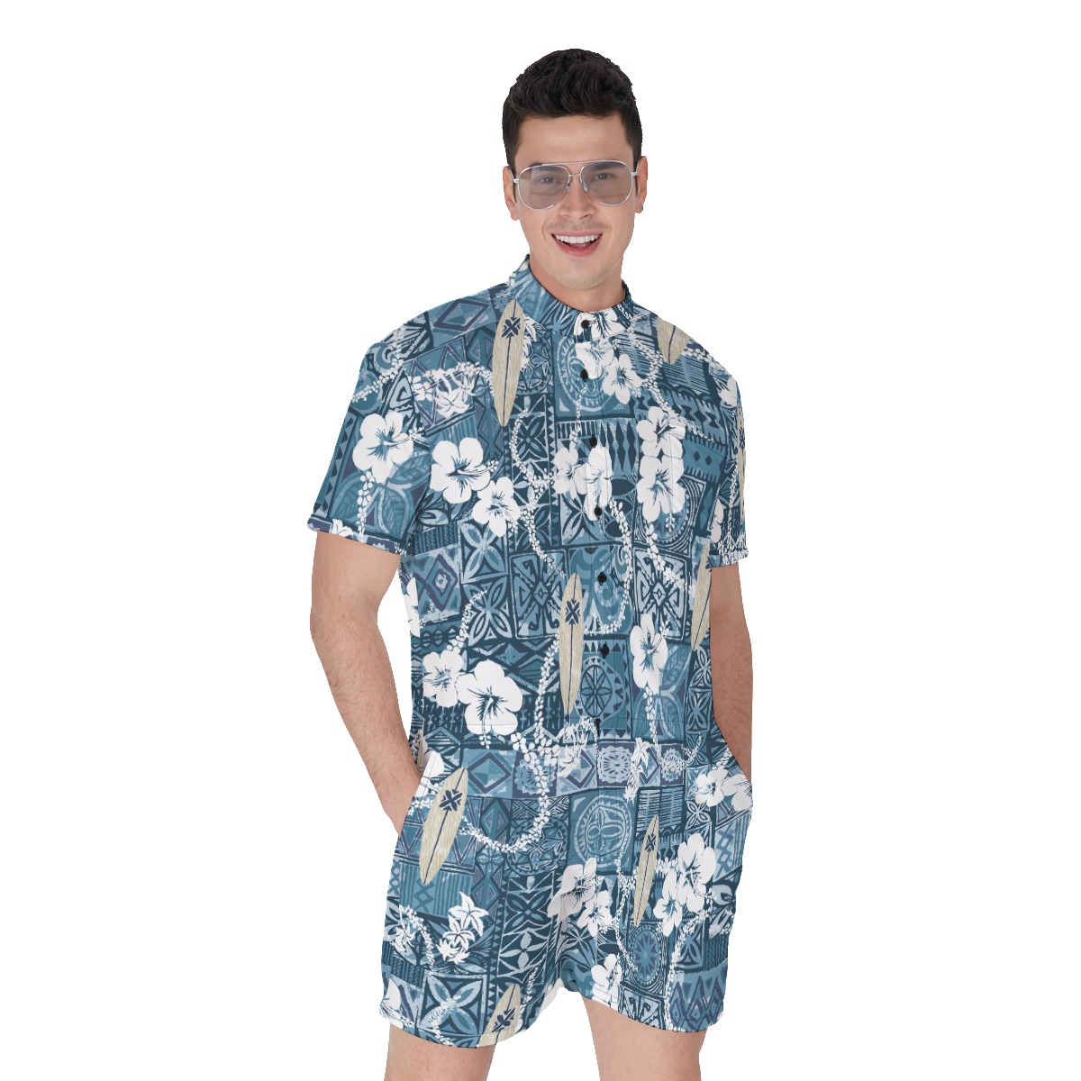 Floral Surfing Board Hawaiian Men's Romper - variant image 1