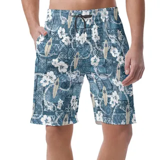Floral Surfing Board Summer Beach Shorts For Men