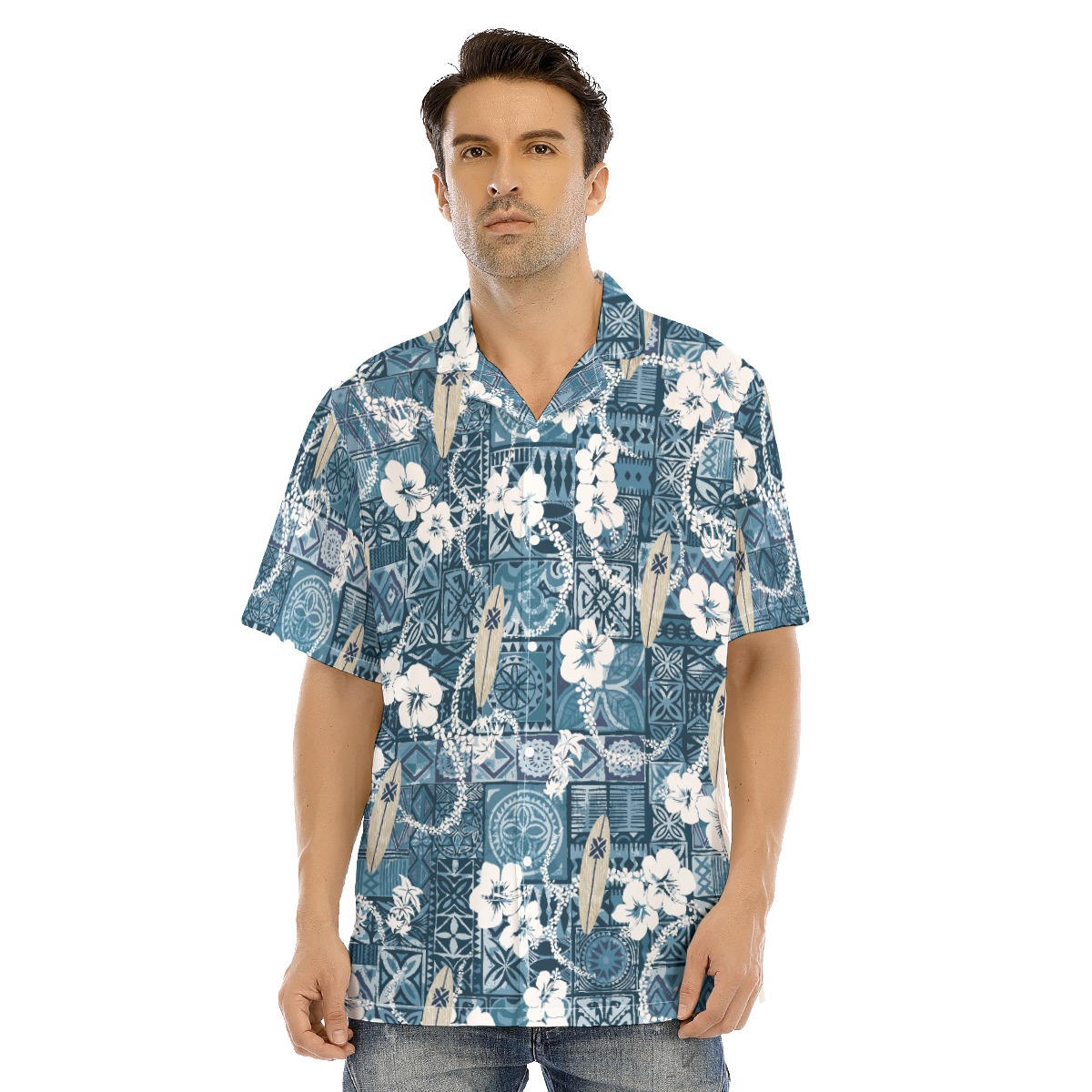 Vintage Surfing Board Floral Hawaiian Shirt - variant image 1