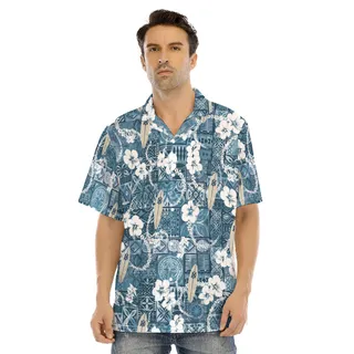 Vintage Surfing Board Floral Hawaiian Shirt