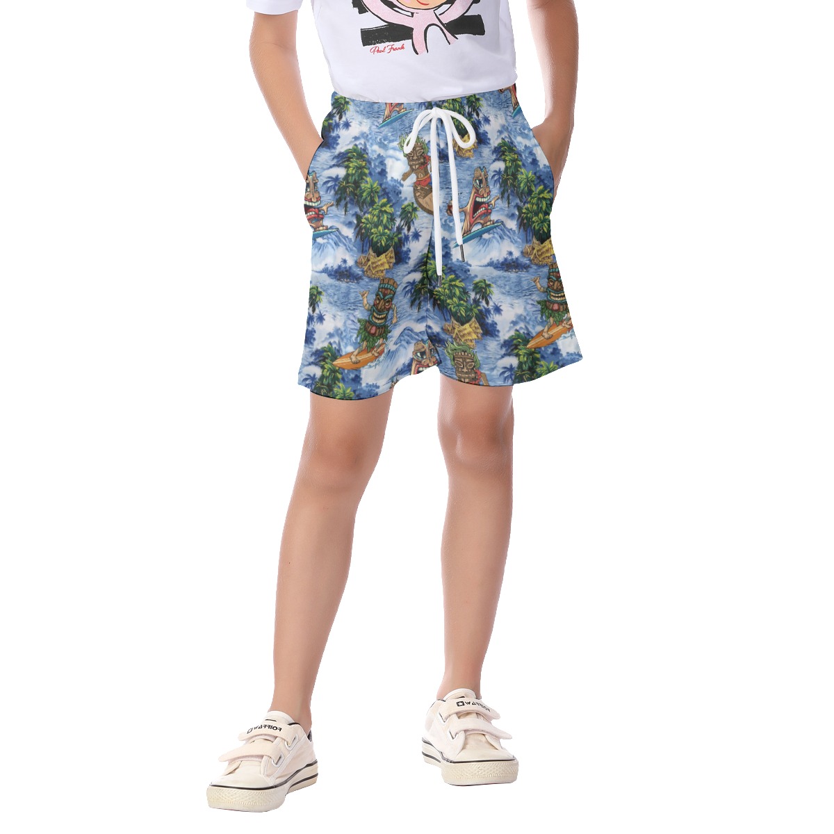 Kid's Tiki Surfing Hawaiian Summer Shorts - variant image 1
