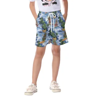 Kid's Tiki Surfing Hawaiian Summer Shorts