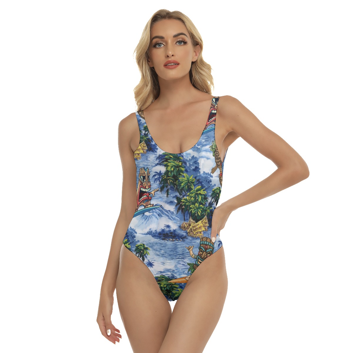 Tiki Surfing Hawaiian One Piece Swimsuit For Women - variant image 1