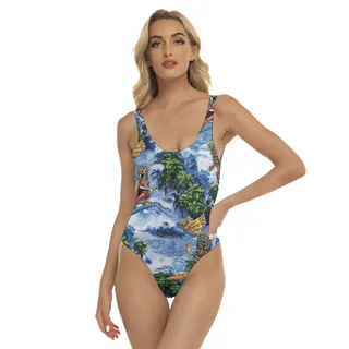 Tiki Surfing Hawaiian One Piece Swimsuit For Women