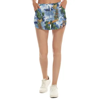 Tropical Tiki Surfing Summer Beach Shorts For Women