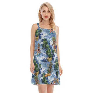 Tropical Tiki Surfing Aloha Cami Dress For Women