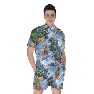 Tropical Tiki Surfing Hawaiian Romper For Men