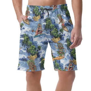 Tropical Tiki Surfing Summer Beach Shorts For Men