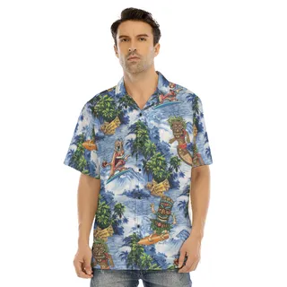 Funny Tiki Surfing Tropical Hawaiian Shirt