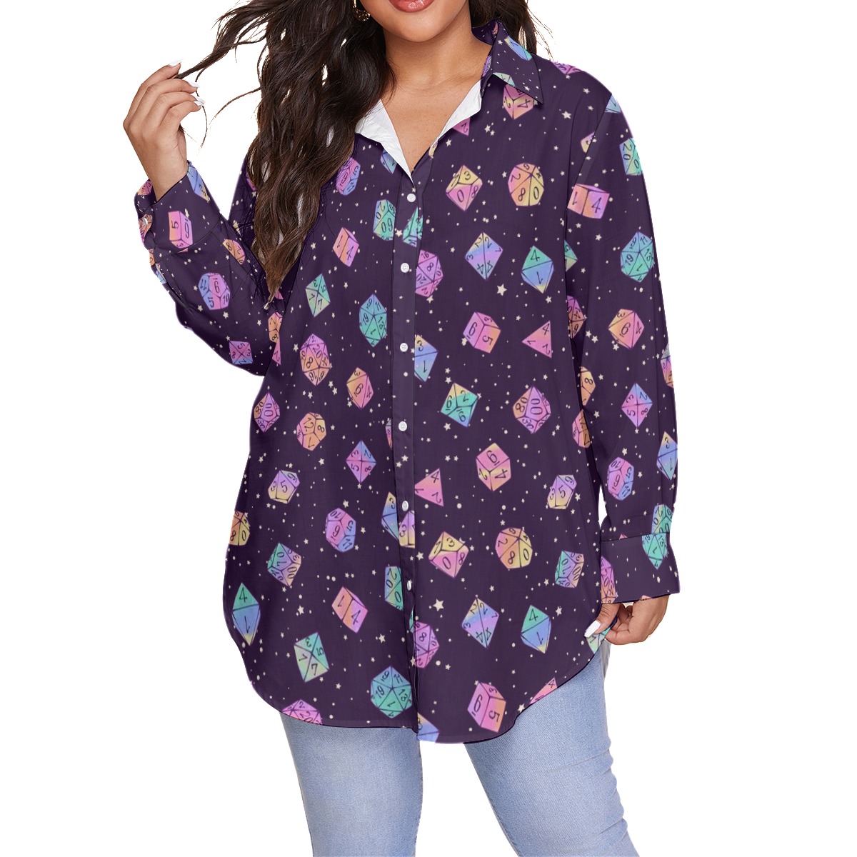 Dungeons and Dragons Dice Long Sleeve Hawaiian Shirt - variant image 1