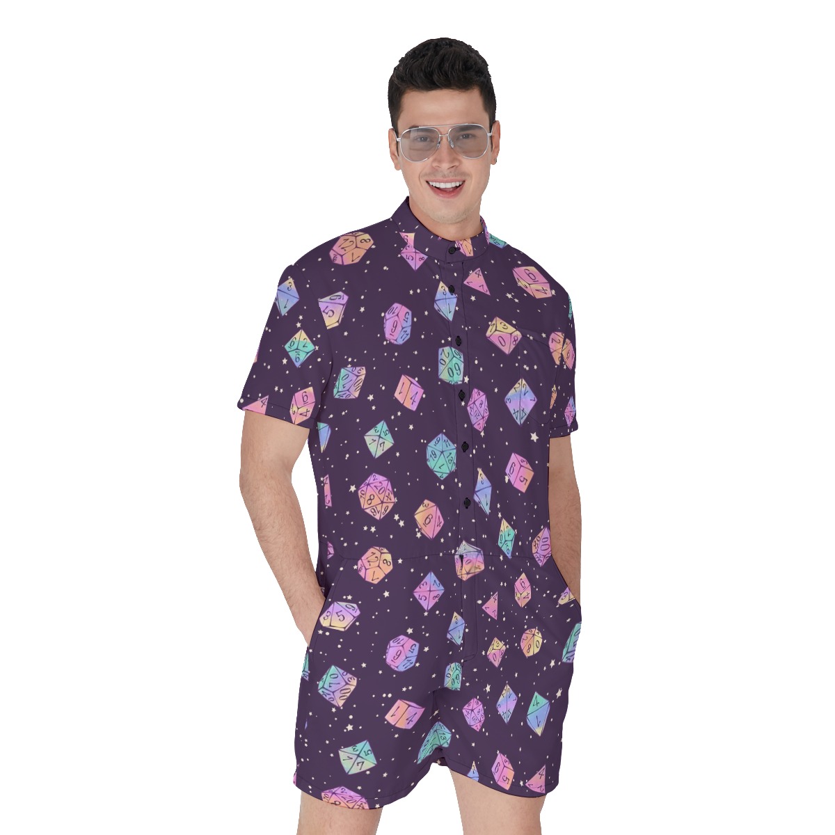 DND Dice Purple Men's Romper - variant image 1