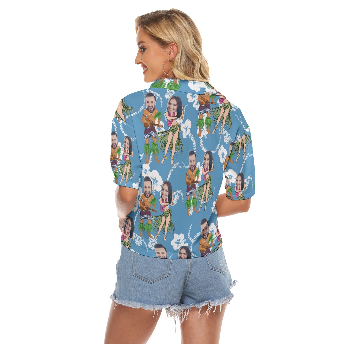 Funny Couple Custom Face Women's Crop Top Shirt