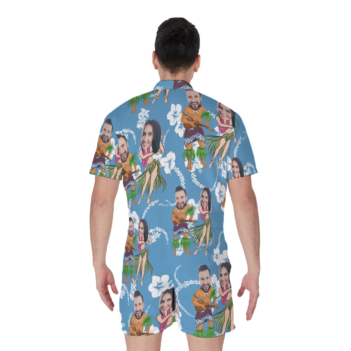 Funny Couple Custom Face Hawaiian Romper For Men