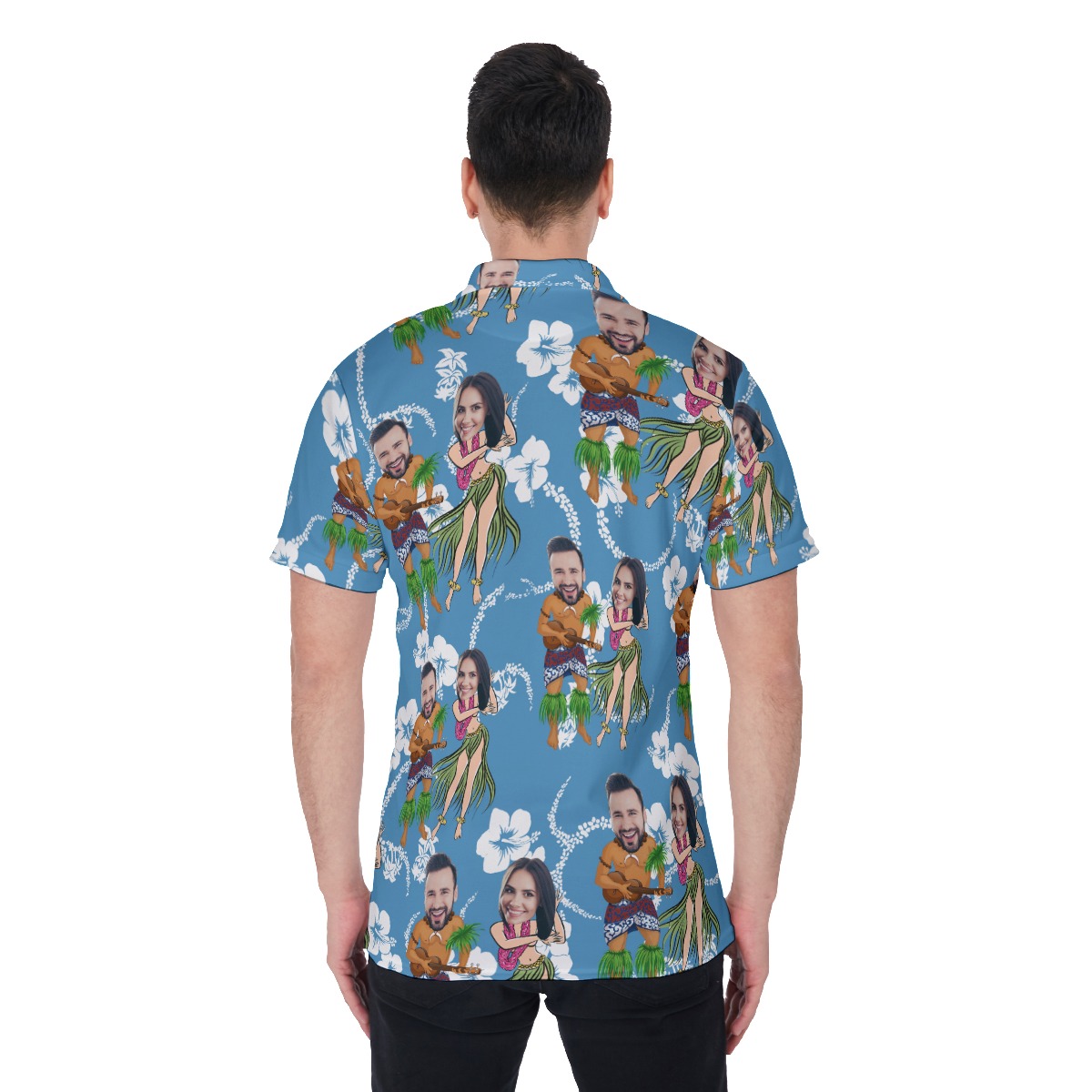 Funny Couple Custom Face Hula Hawaiian Polo Shirt