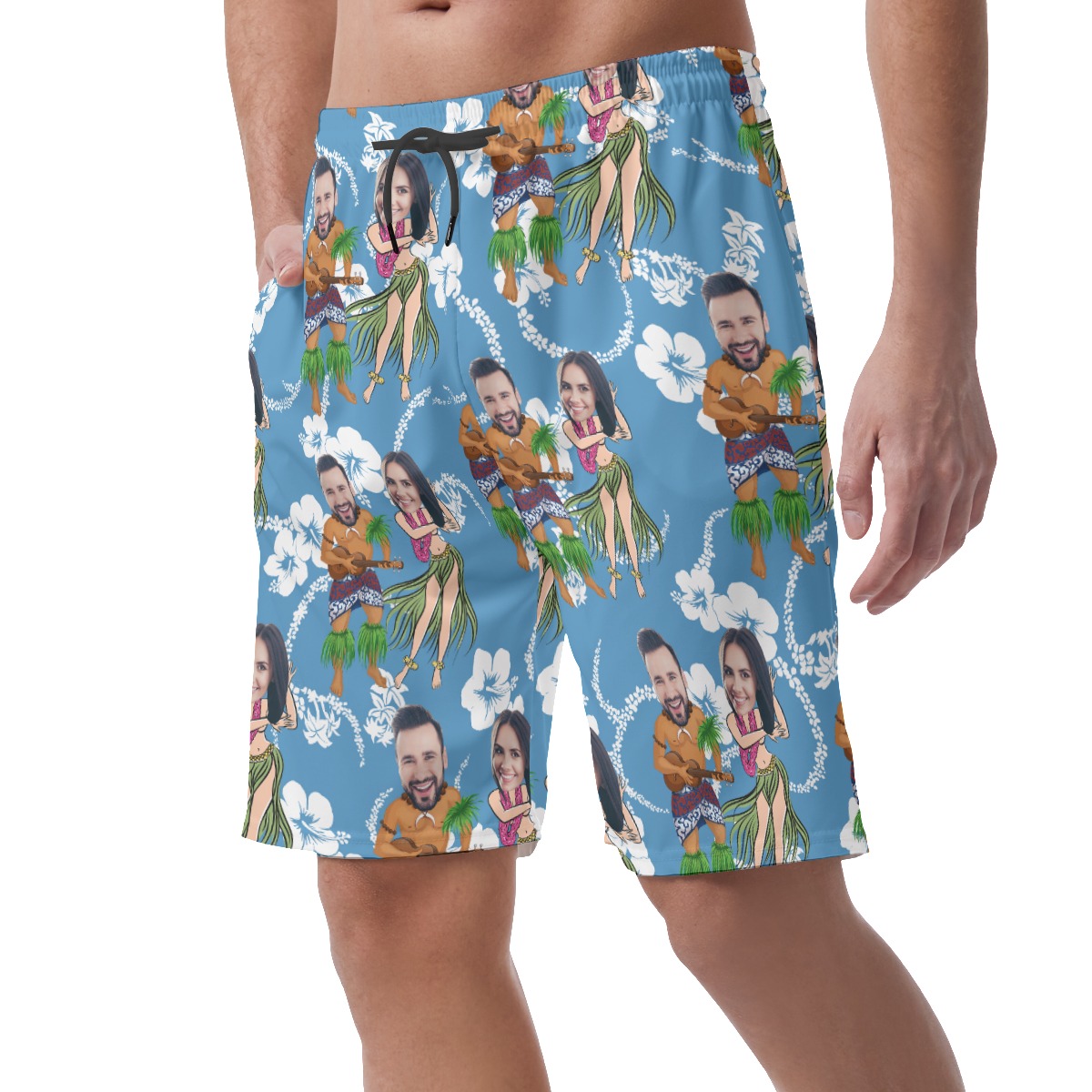 Funny Couple Custom Face Summer Beach Shorts For Men