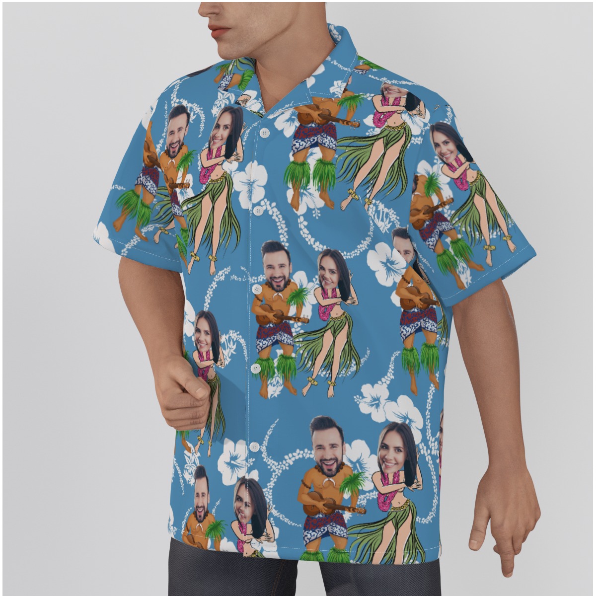 Custom Face Couple Hawaiian Shirt