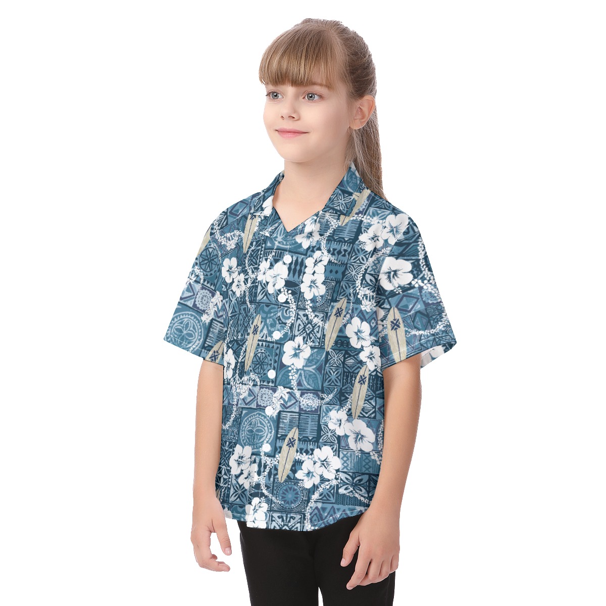 Cute Floral Surfing Board Vintage Hawaiian Shirt For Kids