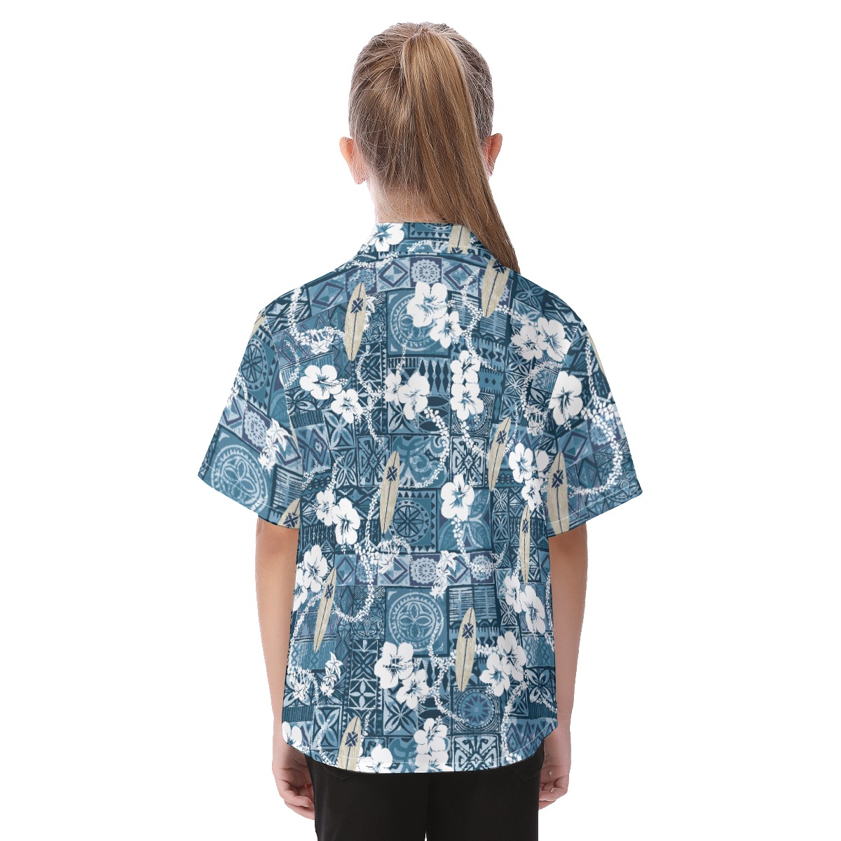 Cute Floral Surfing Board Vintage Hawaiian Shirt For Kids