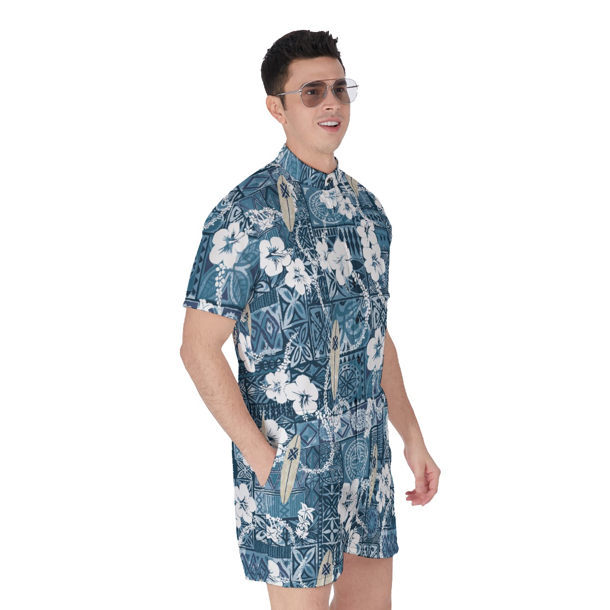 Floral Surfing Board Hawaiian Men's Romper