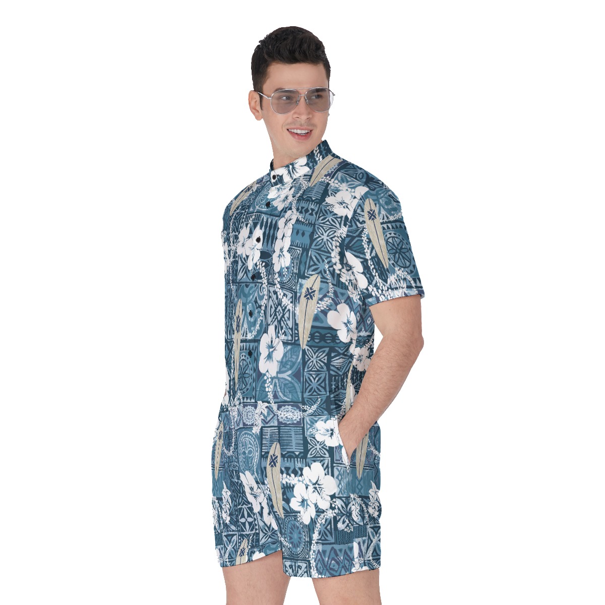 Floral Surfing Board Hawaiian Men's Romper