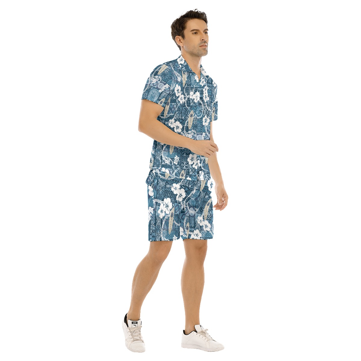 Surfing Board Vintage Hawaiian Shirt And Shorts For Men