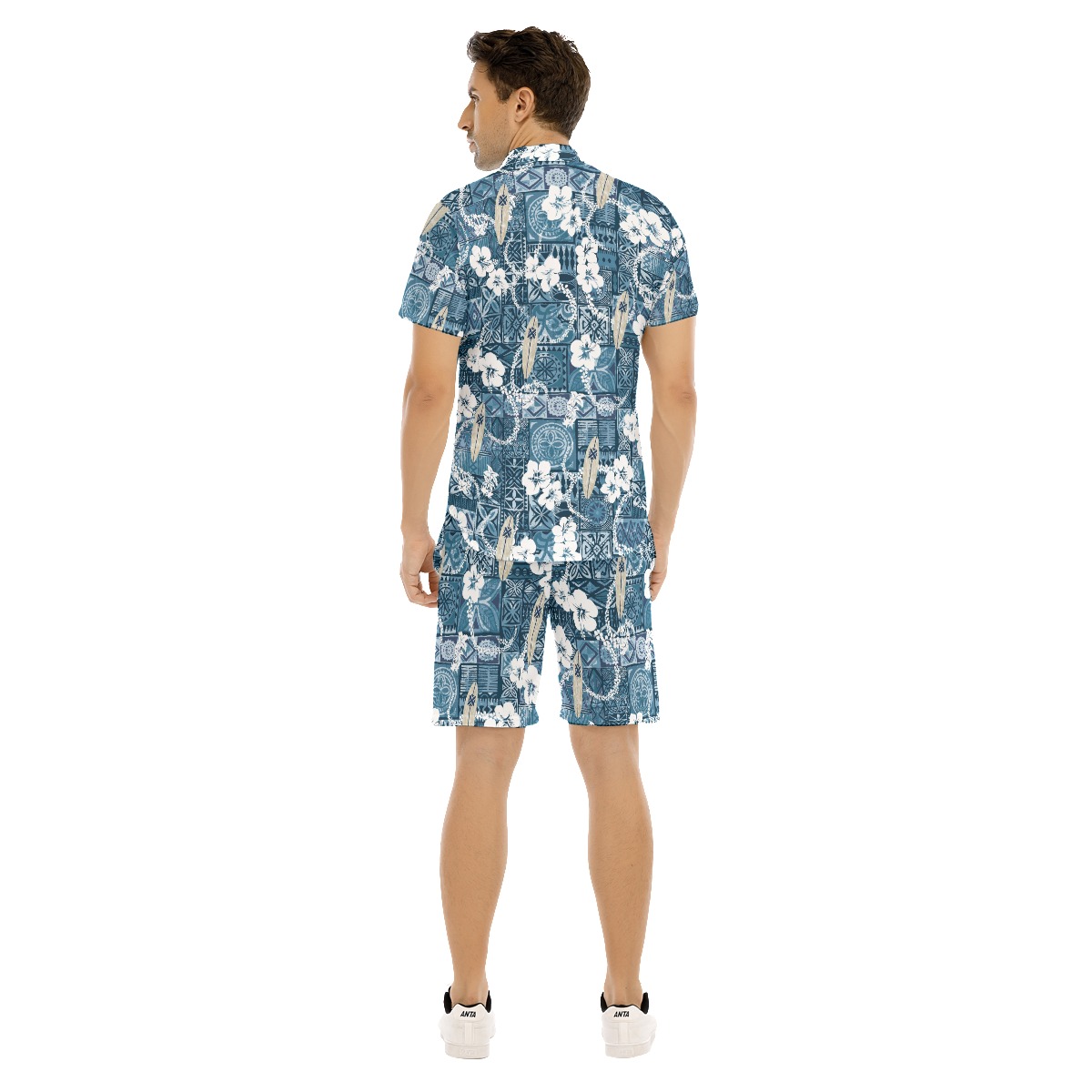 Surfing Board Vintage Hawaiian Shirt And Shorts For Men