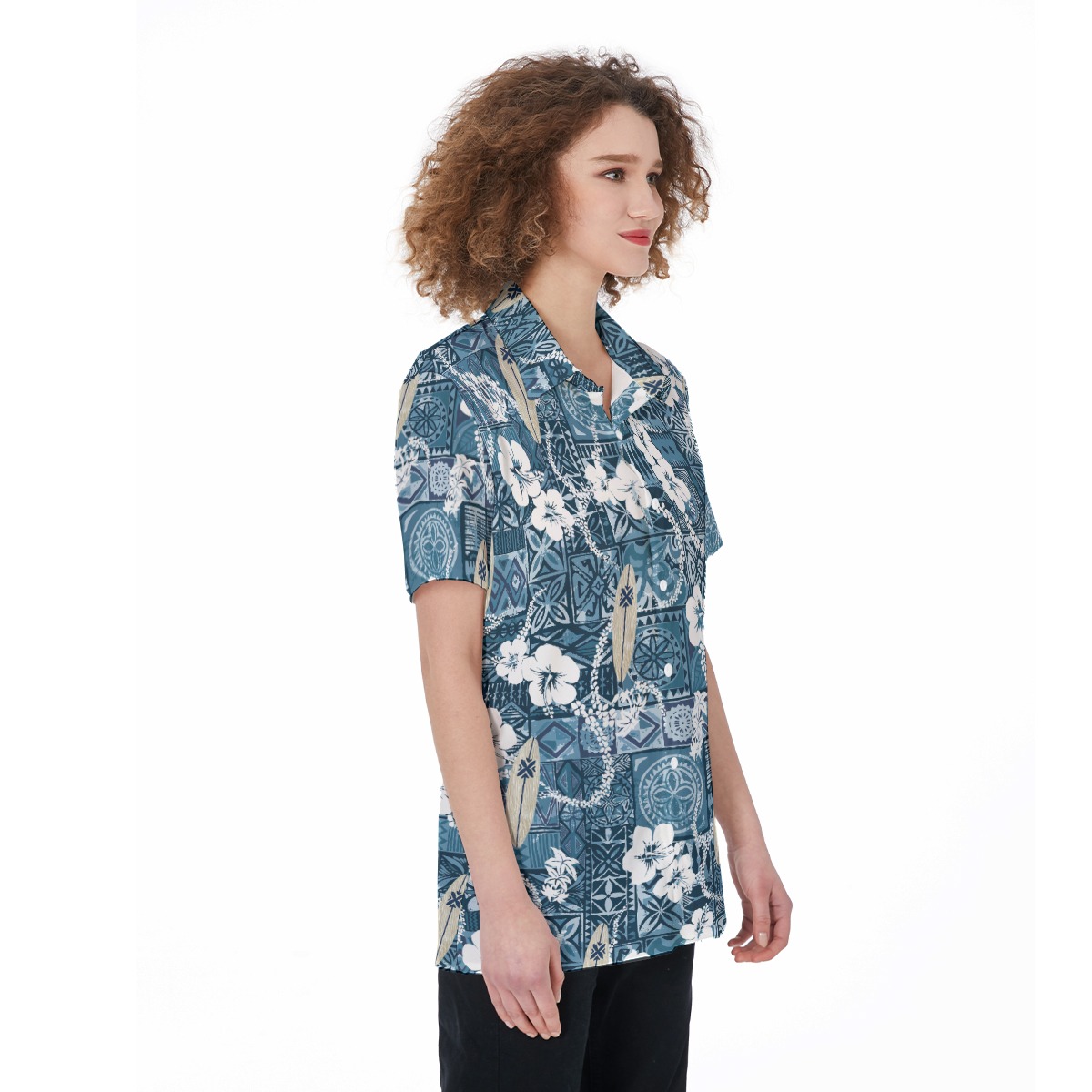 Floral Surfing Board Vintage Aloha Shirt For Women