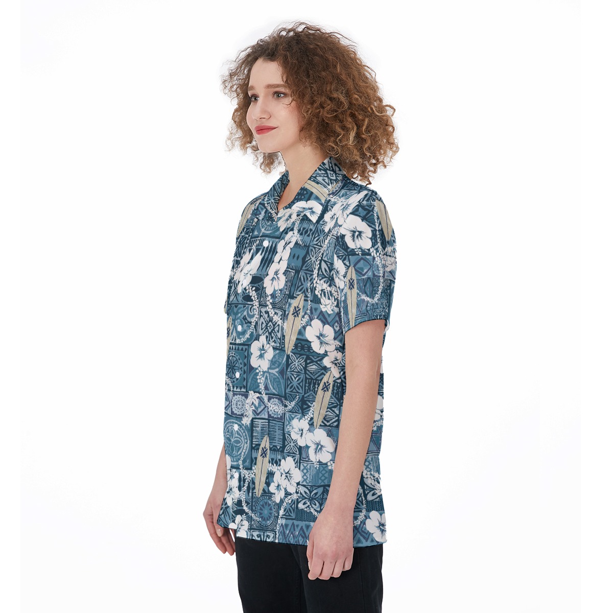 Floral Surfing Board Vintage Aloha Shirt For Women