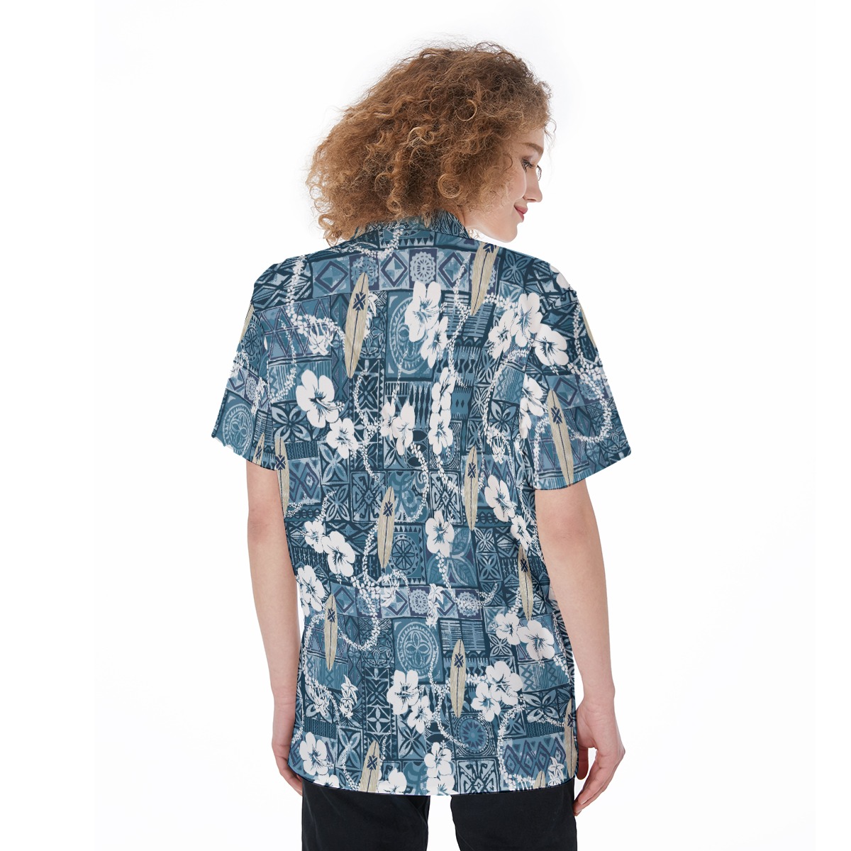Floral Surfing Board Vintage Aloha Shirt For Women
