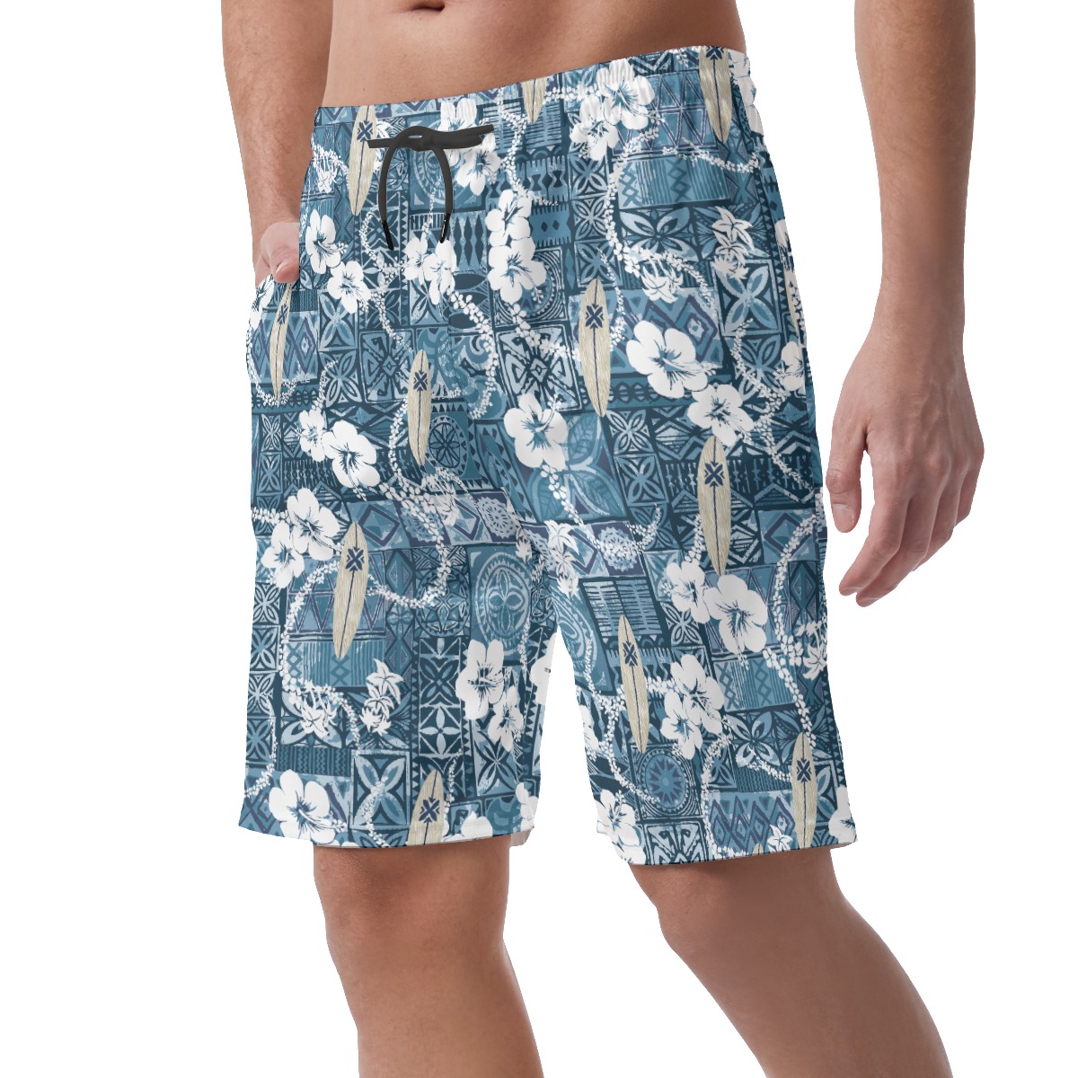 Floral Surfing Board Summer Beach Shorts For Men