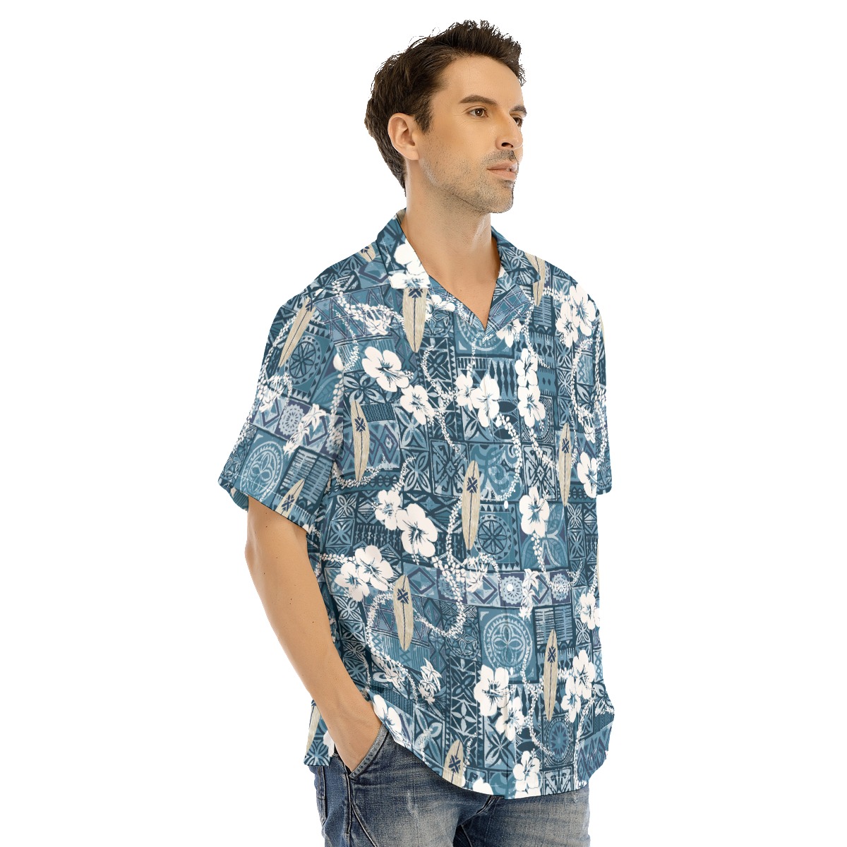 Vintage Surfing Board Floral Hawaiian Shirt