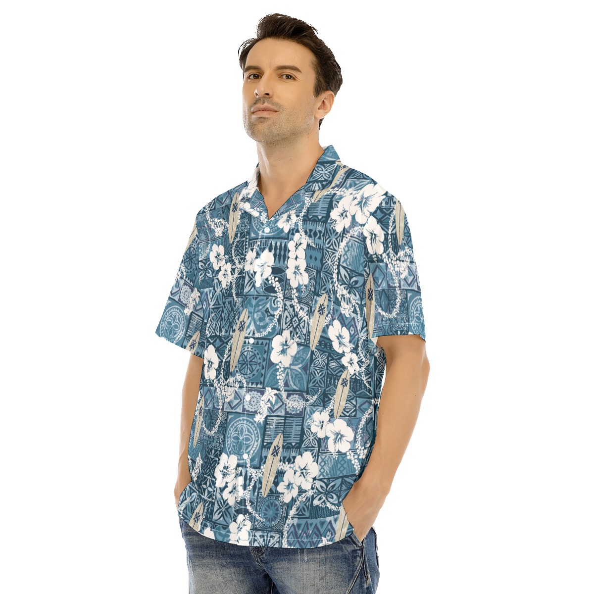 Vintage Surfing Board Floral Hawaiian Shirt