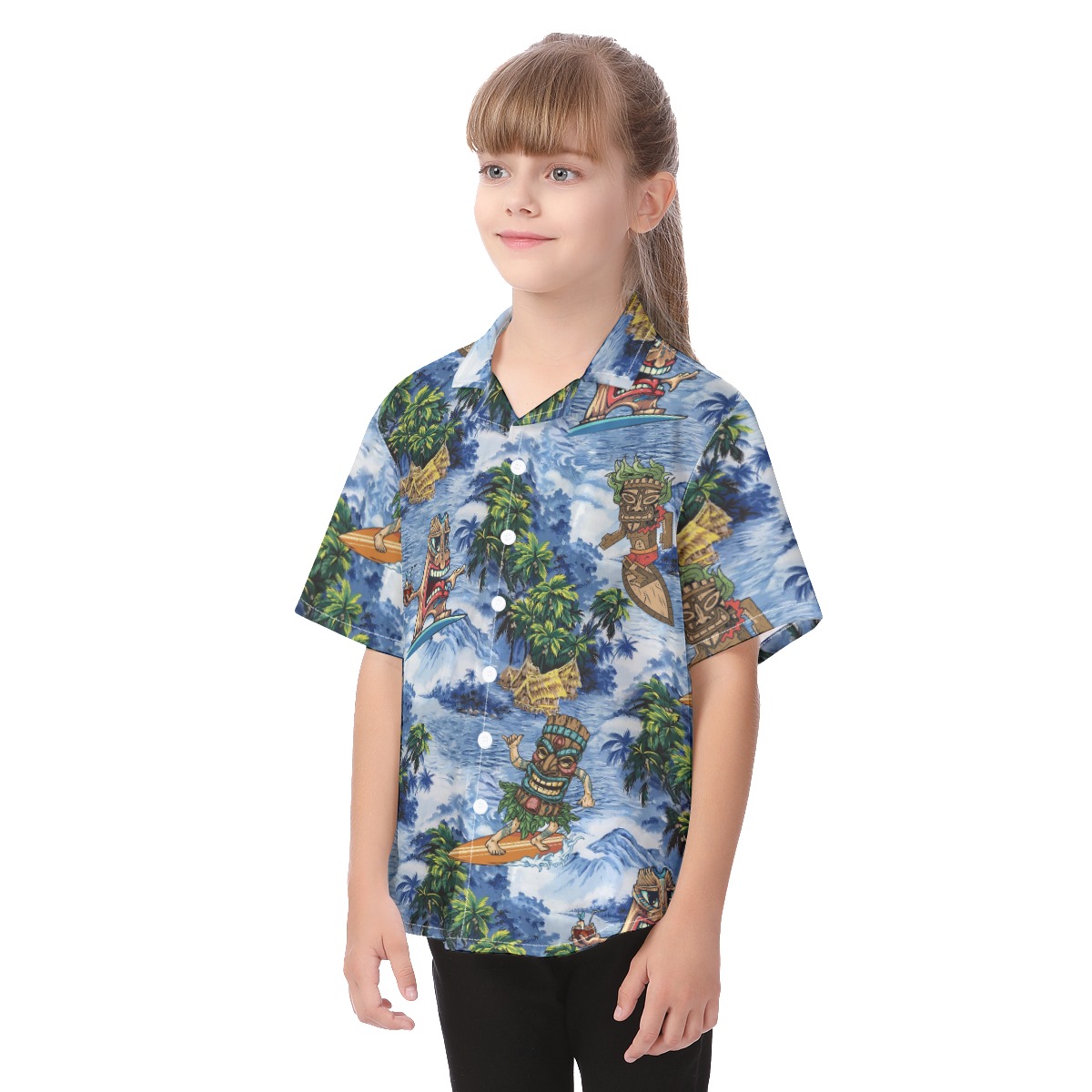 Cute Tiki Surfing Hawaiian Shirt For Kids