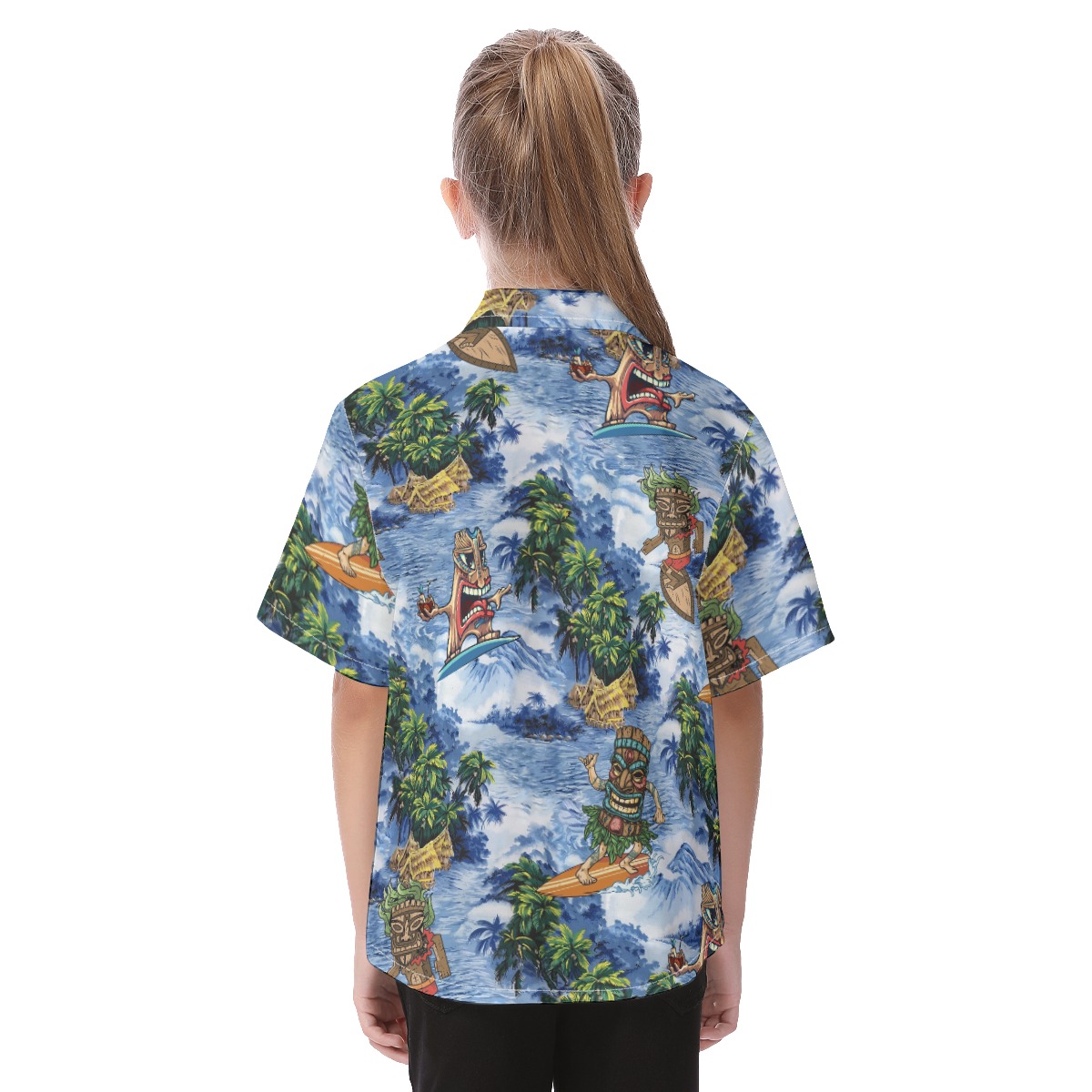 Cute Tiki Surfing Hawaiian Shirt For Kids