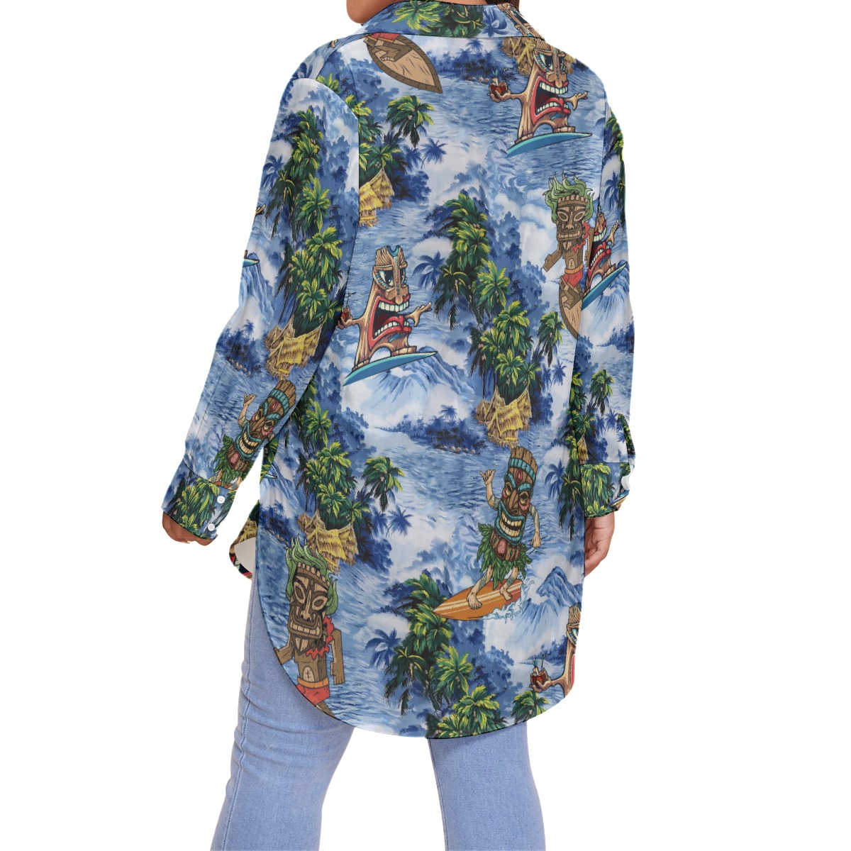 Tropical Tiki Surfing Hawaiian Plus Size Shirt For Women