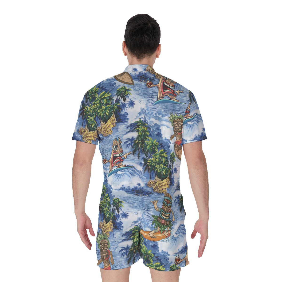 Tropical Tiki Surfing Hawaiian Romper For Men