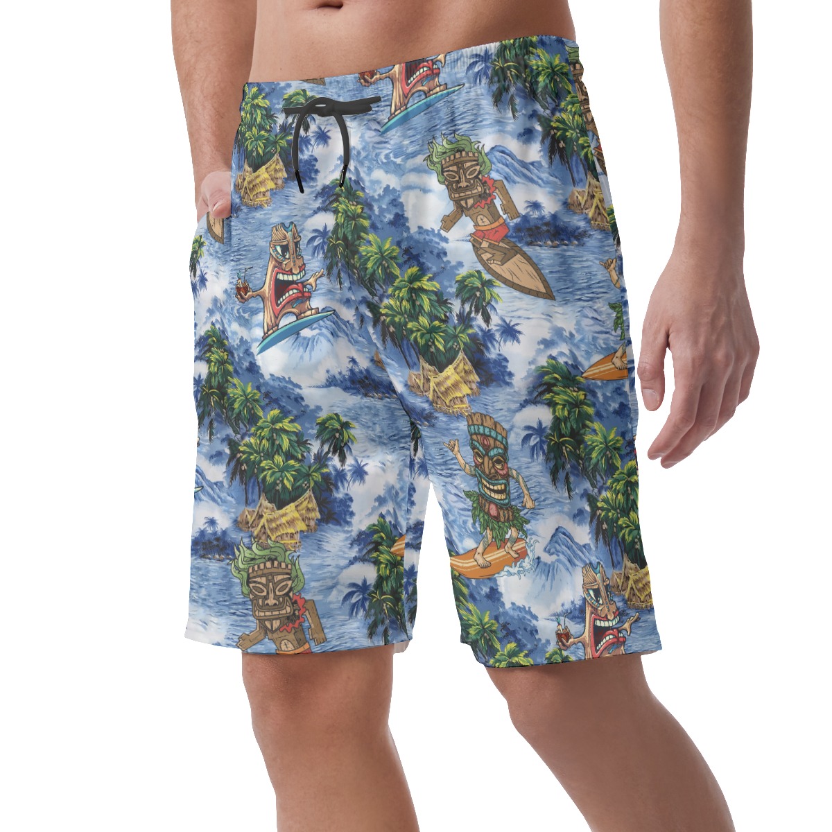 Tropical Tiki Surfing Summer Beach Shorts For Men